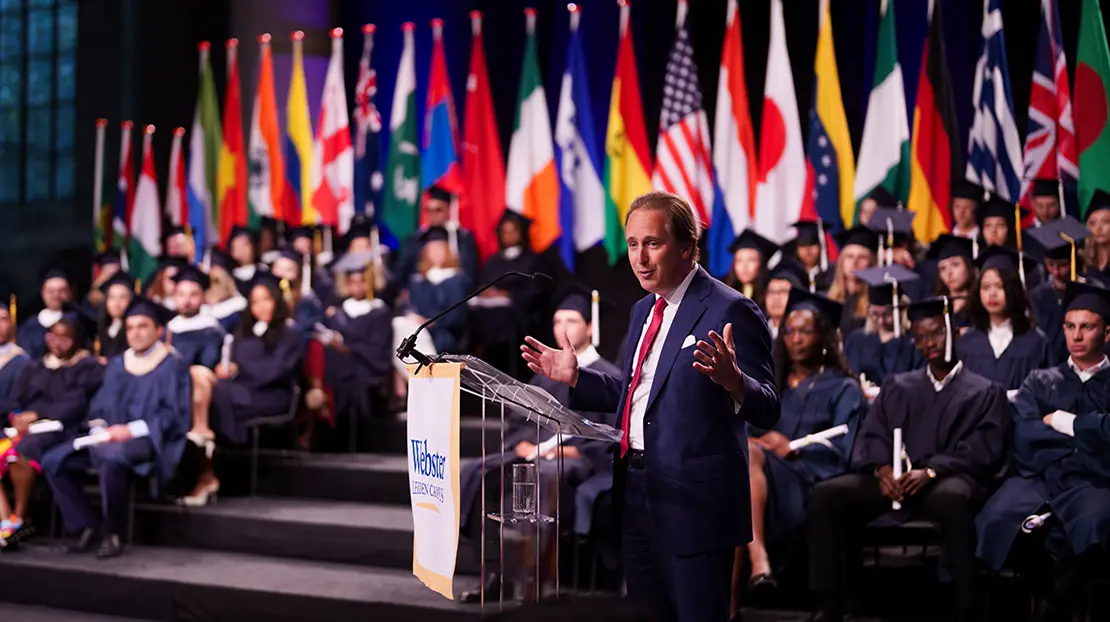 Speaker at graduation ceremony