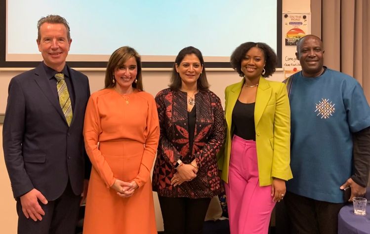 Webster Leiden Faculty members with distinguished panelists on International Human Rights and the Legacies of Slavery 2024